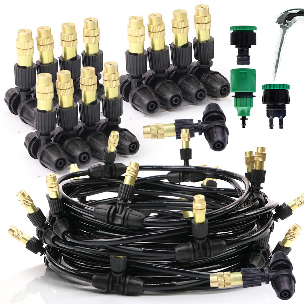 Verstellbare Kupferdüse Automatisches Bewässerungs- & Kühl-Sprinkler-Set für die Außenbewässerung