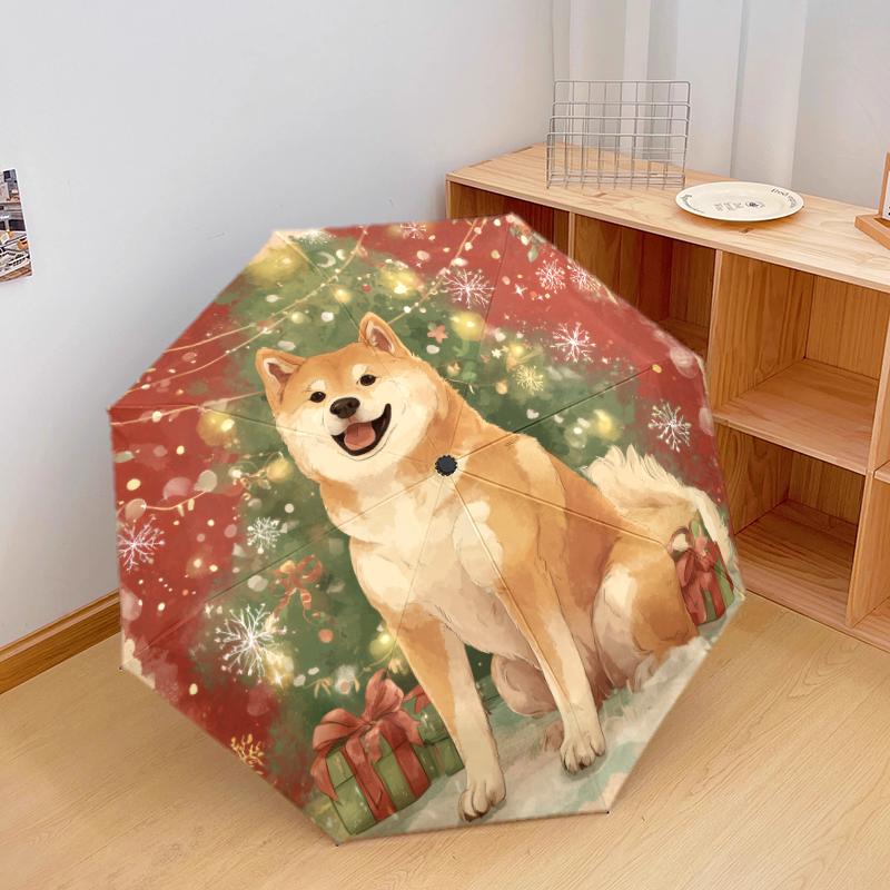Christmas dog, automatic folding umbrella, portable and foldable design, 8 ribs, a Christmas or birthday gift.
