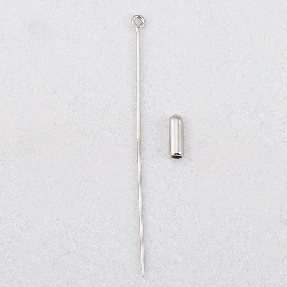 20pcs/lot 50/70mm Stick Metal Brooch Base Pin Safety Stopper Needle for DIY Lapel Badges Hat Jewelry Making Accessories Supplies