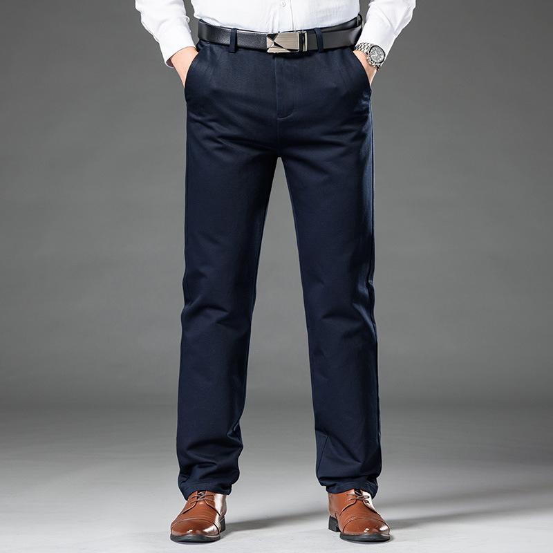 Pantaloni casual da uomo primaverili, pantaloni larghi da uomo a gamba dritta, pantaloni da uomo in cotone a vita alta, pantaloni lunghi da lavoro