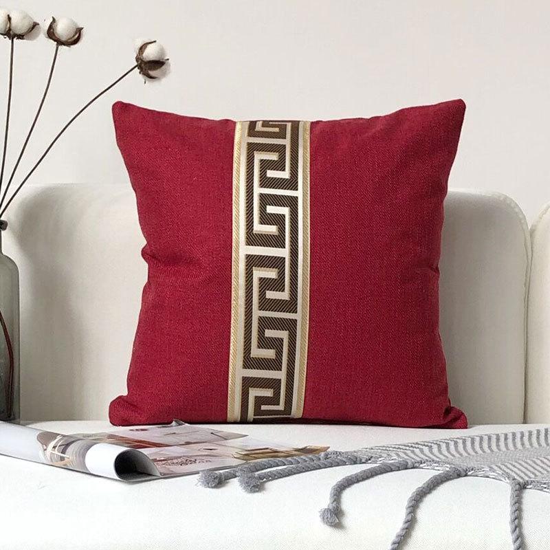 New Modern European Style Plaid Striped Linen Solid Color Pillowcase Office Home Sofa Cushion Cover Core