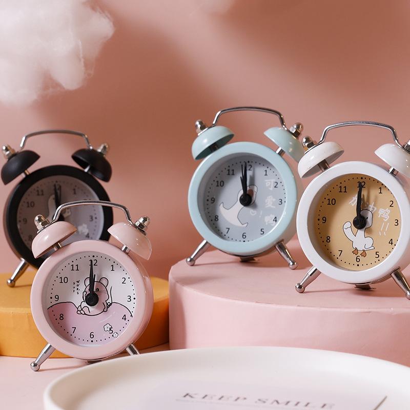 Creative children's alarm clock on the head of the student's bedside cute cartoon silent simple bedroom mini loud table alarm clock