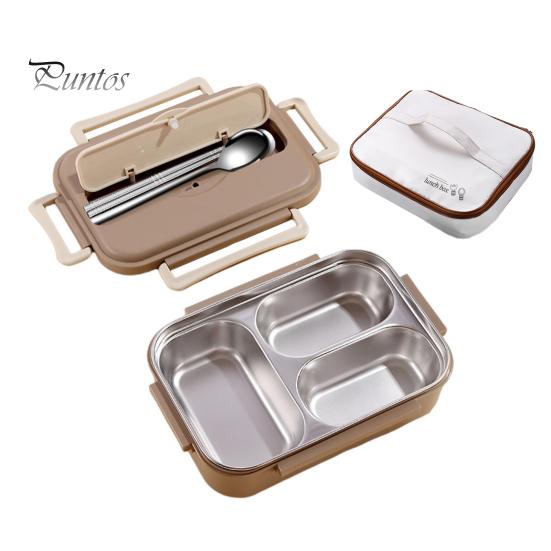 

Изолированный ланч-бокс с отделениями, легко моющийся контейнер из нержавеющей стали для ланча, многоразовый ланч-бокс с посудой для взрослых и детей кофейный