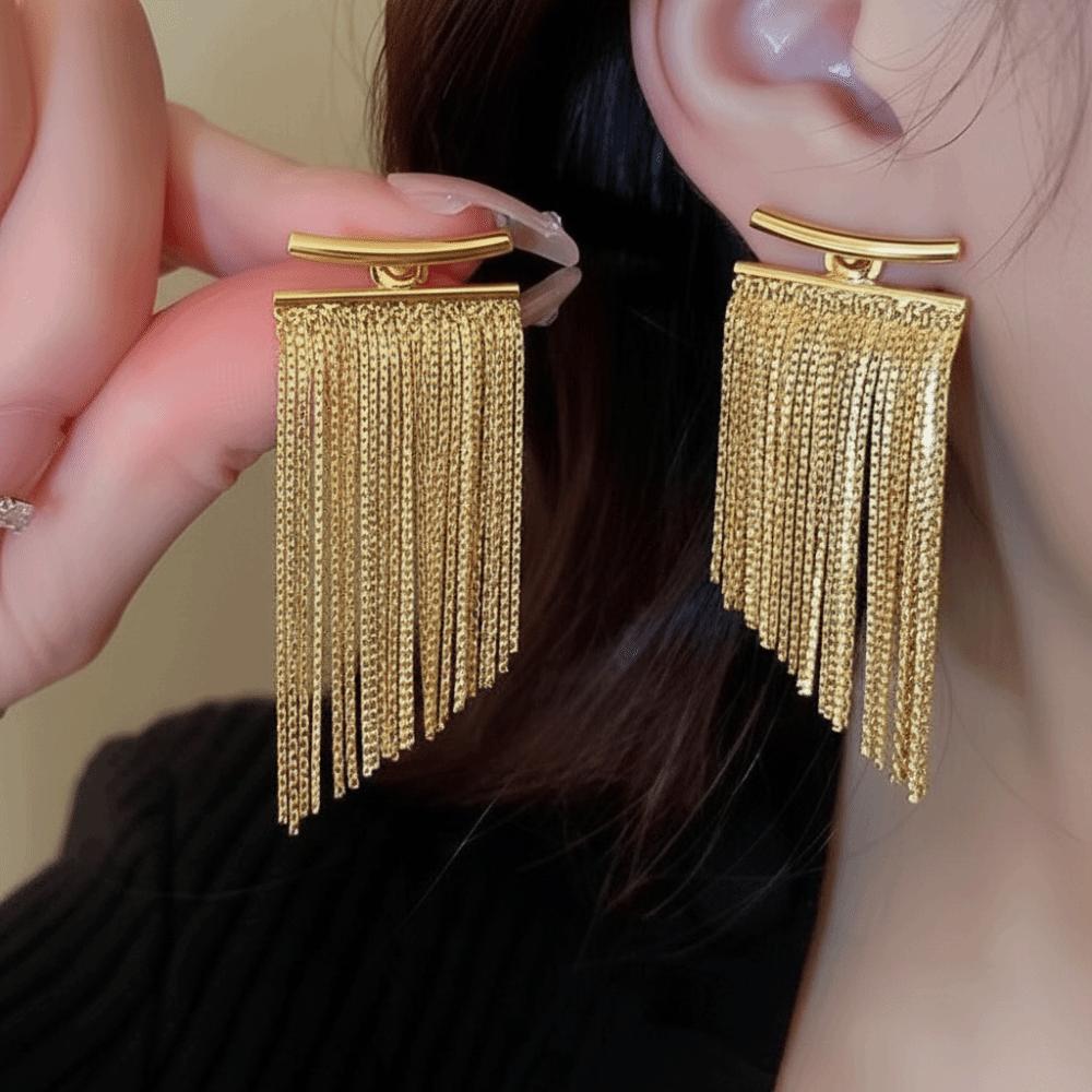 

1 Pair Glamorous Luxury Tassel Earrings Gold/Silver Elegant Drop Earrings Bling Dangle Earrings for Women
