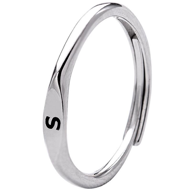 Stainless Steel Silver Color A-Z 26 Initial Letter Name Ring for Women Minimalist Thin Adjustable Finger Rings  Jewelry