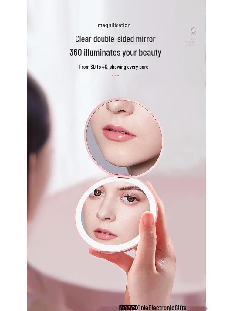 Portable Mini LED Lighted Foldable Makeup Mirror with Custom Logo