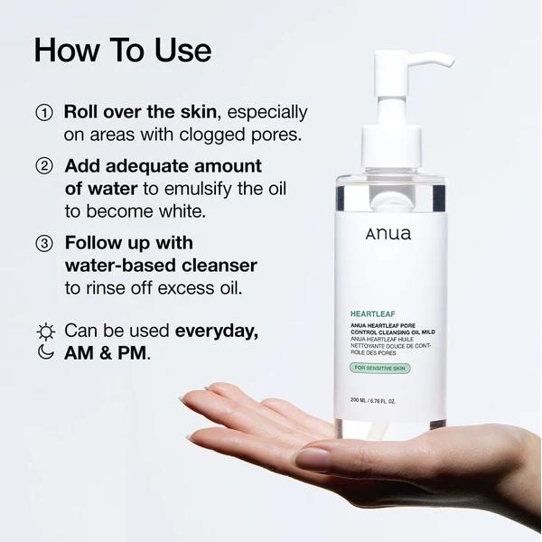 ANUA Heartleaf Pore Control Cleansing Oil Mild 200ml (3 Options)