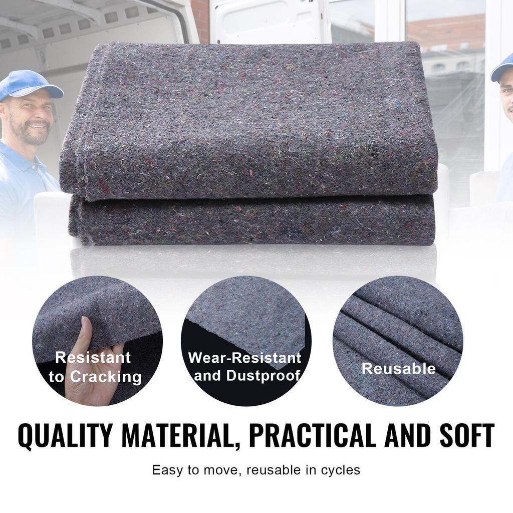 Moving Blankets, 72" x 54", 21 lbs/dz Weight, 12 Packs, Professional Recycled Cotton Packing Blanket, Large Heavy Duty Shipping Mover Pads Perfect for