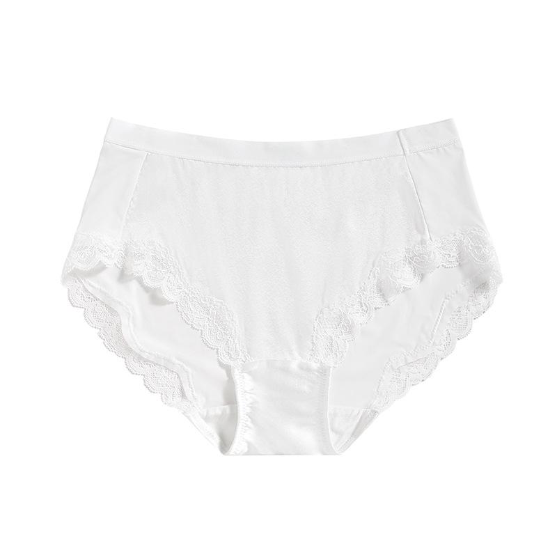 Mulberry Silk Satin Lace Panties - French Triangle Briefs 2583 M (under 57kg)