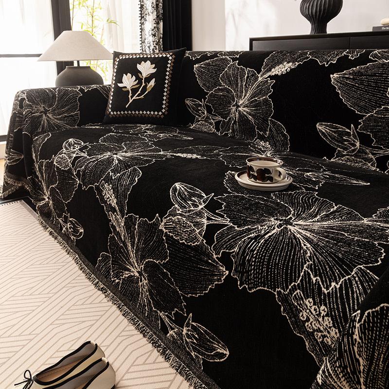 -Flower Sofa Towel Blanket, Chenille Couch Cover, Anti Cat Scratch, Chair Recliner Furniture Protector, One Piece