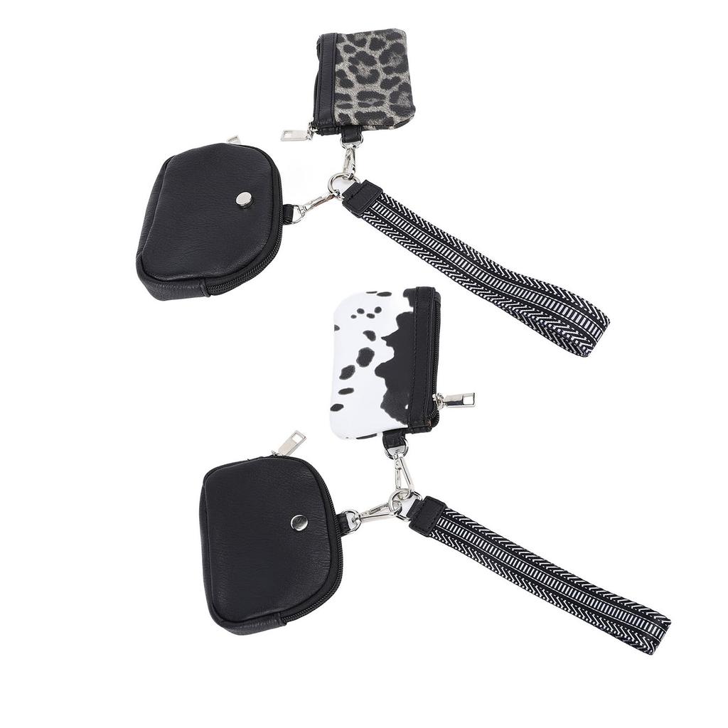 Mini Zip Wristlet Wallet Water Resistant Detachable Fashionable Dual Pouch Coin Purse Keychain for C