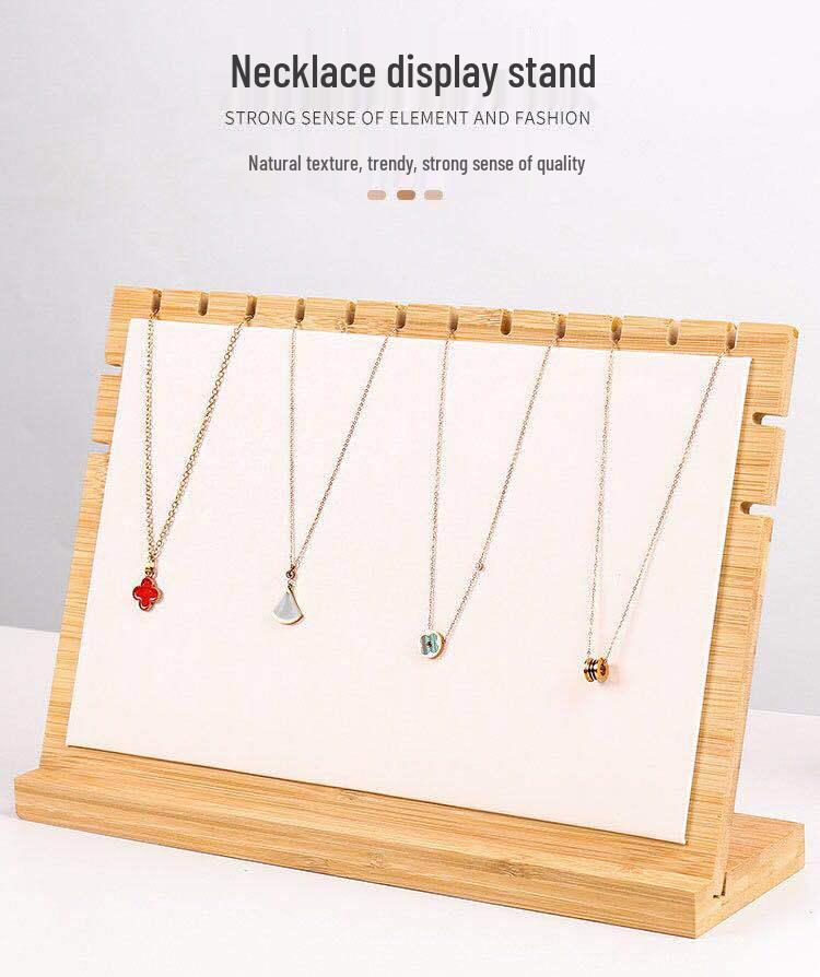 Large Bamboo Wood Necklace Display Stand for Jewelry and Pendants