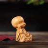 Decorative Monks Statue Hand-held Wood Carved Ornaments Antique Little Monks Sculptures  Desktop