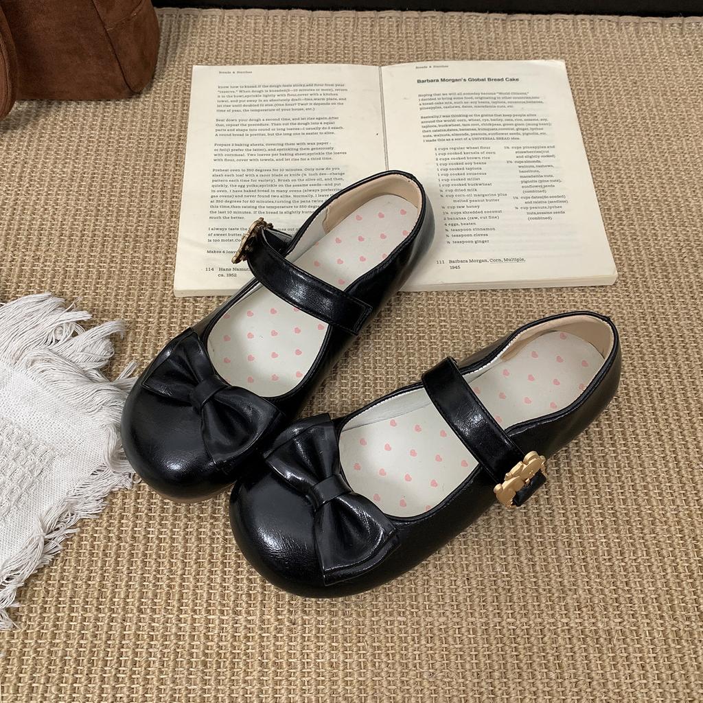 Black Ballet Style Retro Shallow Mouth Flat-soled Single Shoes Women's 2025 New Autumn Skirt Round Head Mary Jane Shoes