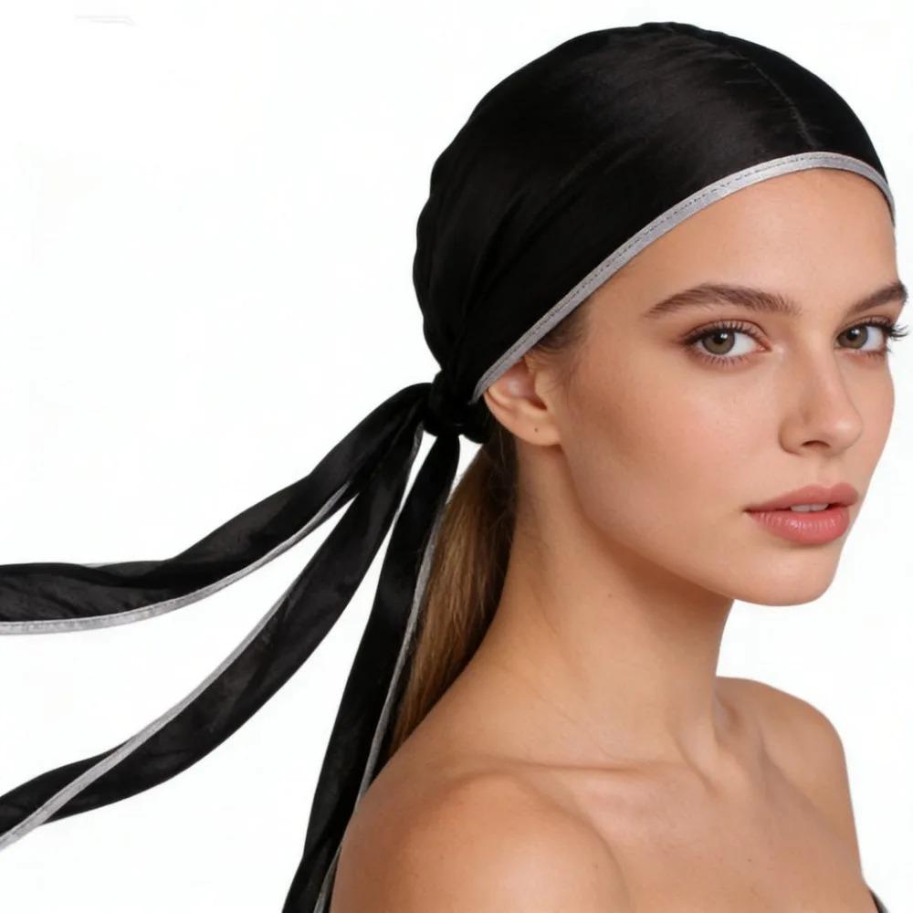 Silky Long Tail Durag Pirate Hat, Unisex Turban Headwrap, Fashion Hair Accessory for Men Women