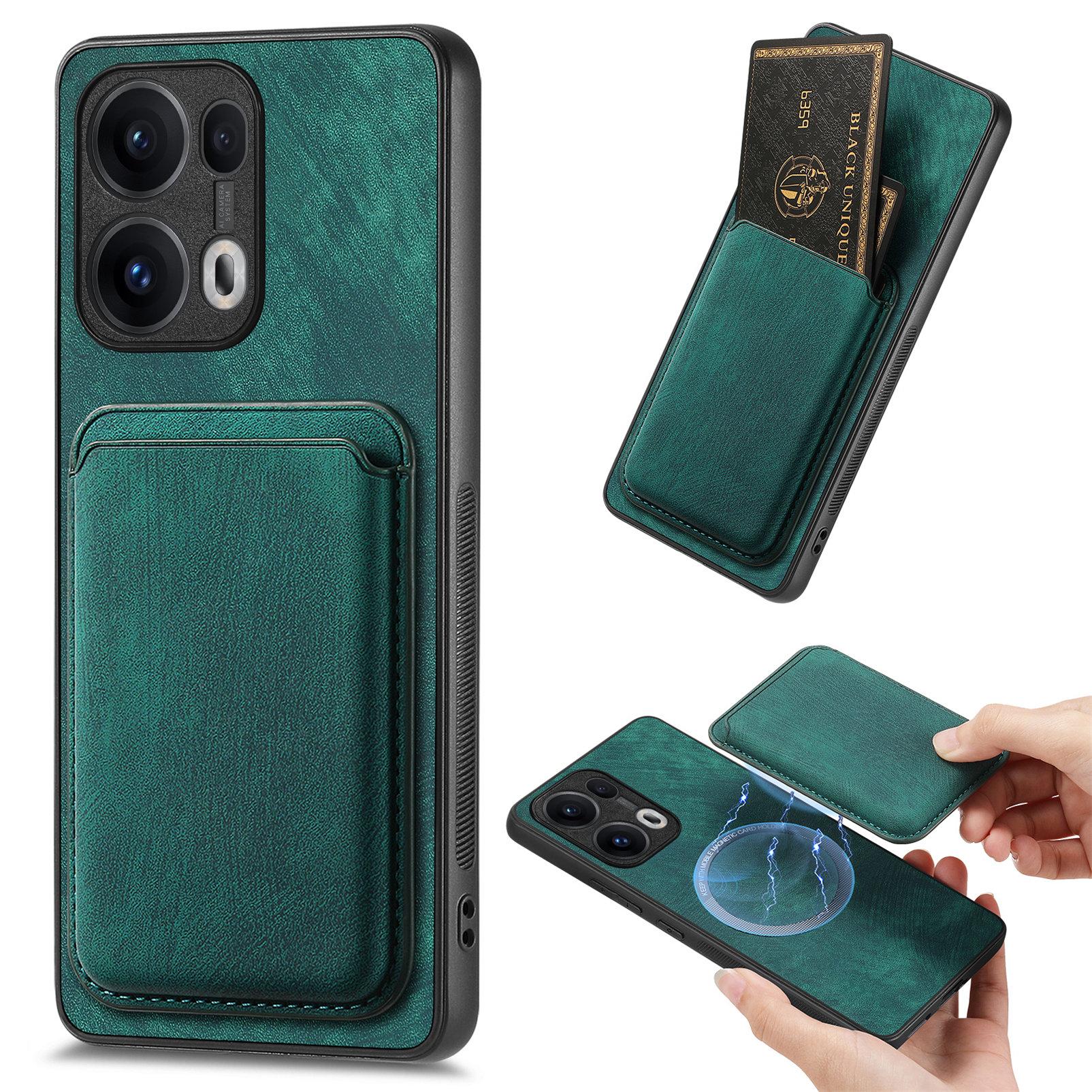 

Для чохла Oppo Reno13 Pro 5G Сумісний з MagSafe Шкіряна задня кришка зі знімним тримачем для карток Green