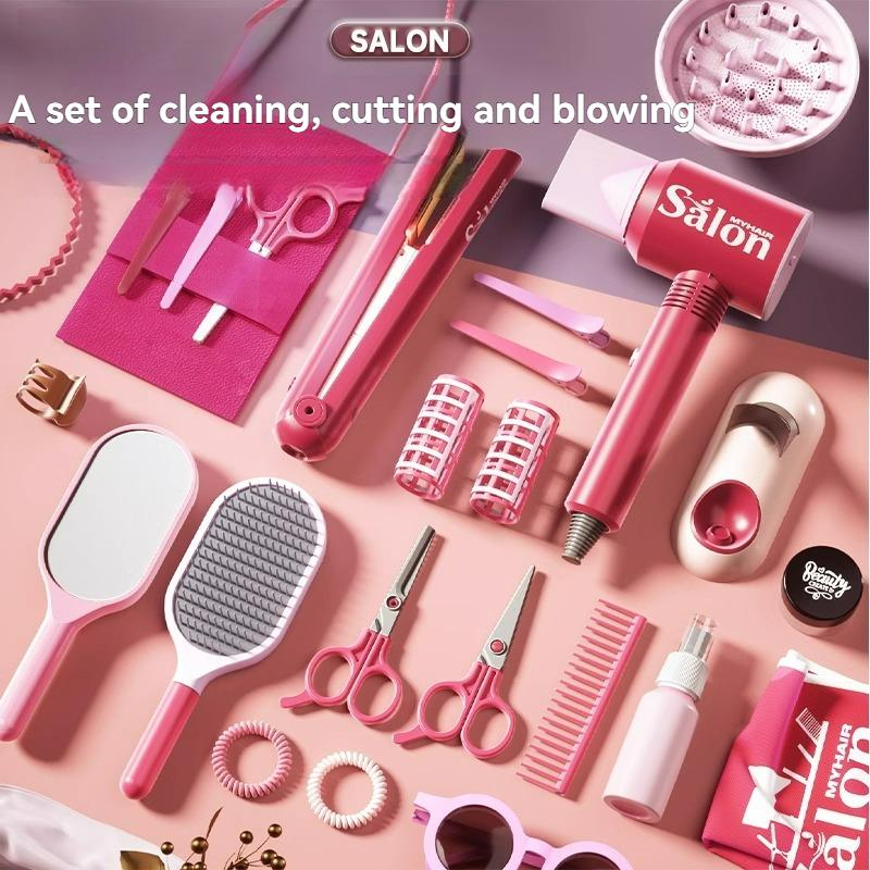 Kids Salon Makeup Cosmetics Curling Wand Hair Drier Princess Dress Up Girl Beauty Play House Educational Fun Game Toy Girls Gift