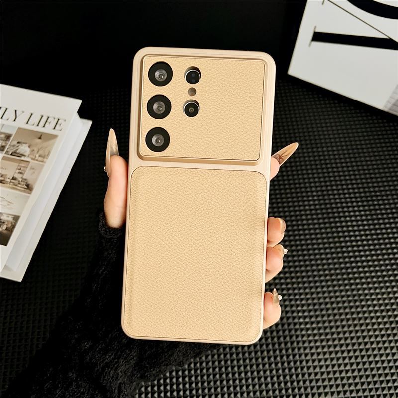 The New Samsung S26Ultra Solid Color Mobile Phone Case Is Suitable for S25plus Leather Pattern S24 All-inclusive Anti-drop Sheath.