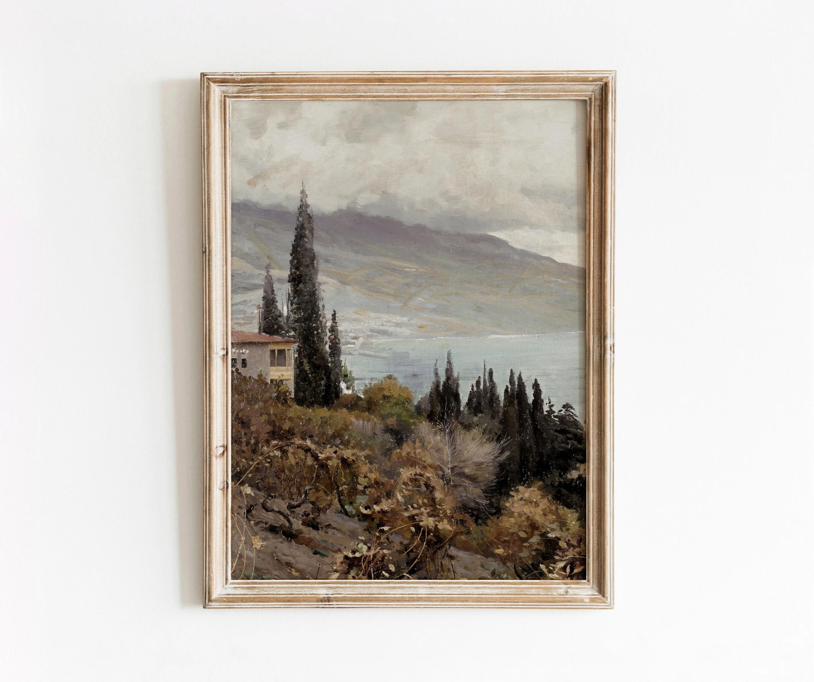 

Винтажный абстрактный сельский пейзаж Настенное искусство Ретро архитектура Постер Европейская деревня Живопись маслом Печать на холсте Домашний декор 20x30cm