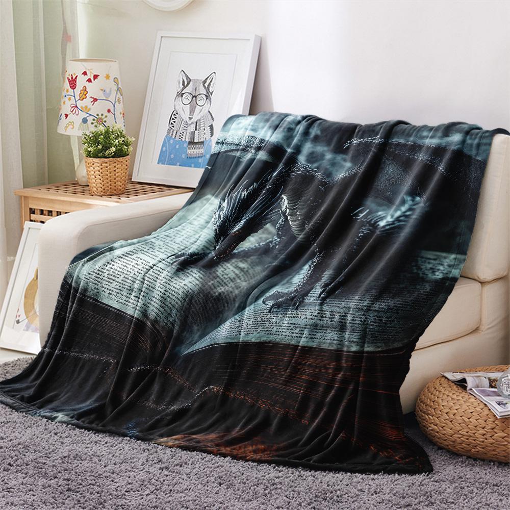 Winged Dragons Print Flannel Blanket, High quality Comfortable for All Seasons, Home Decor, Warmth and Comfort