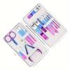 7-15 Pcs Blue-pink Gradient Nail Clipper Set High-quality Manicure Set Nail Scissors Cutters Tools Pedicure Kit Suit In Case Chr