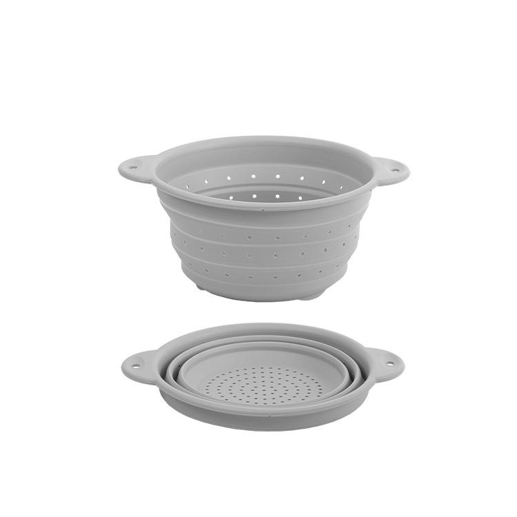 Food Grade Silicone Collapsible Colander, Foldable Fruit Vegetable Washing Basket, Heat Resistant Kitchen Strainer
