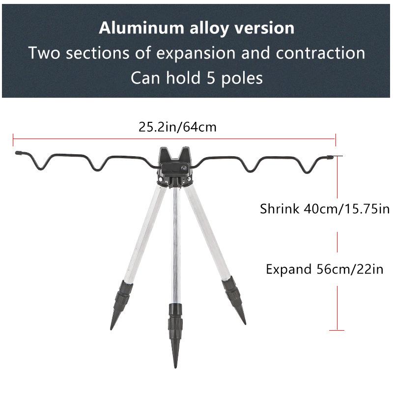 1Pc Telescopic Bracket Holder Sea Pole Support Frame 3-Fold Aluminum Alloy Fishing Rod Rest Base Load-Bearing Tripod Stand