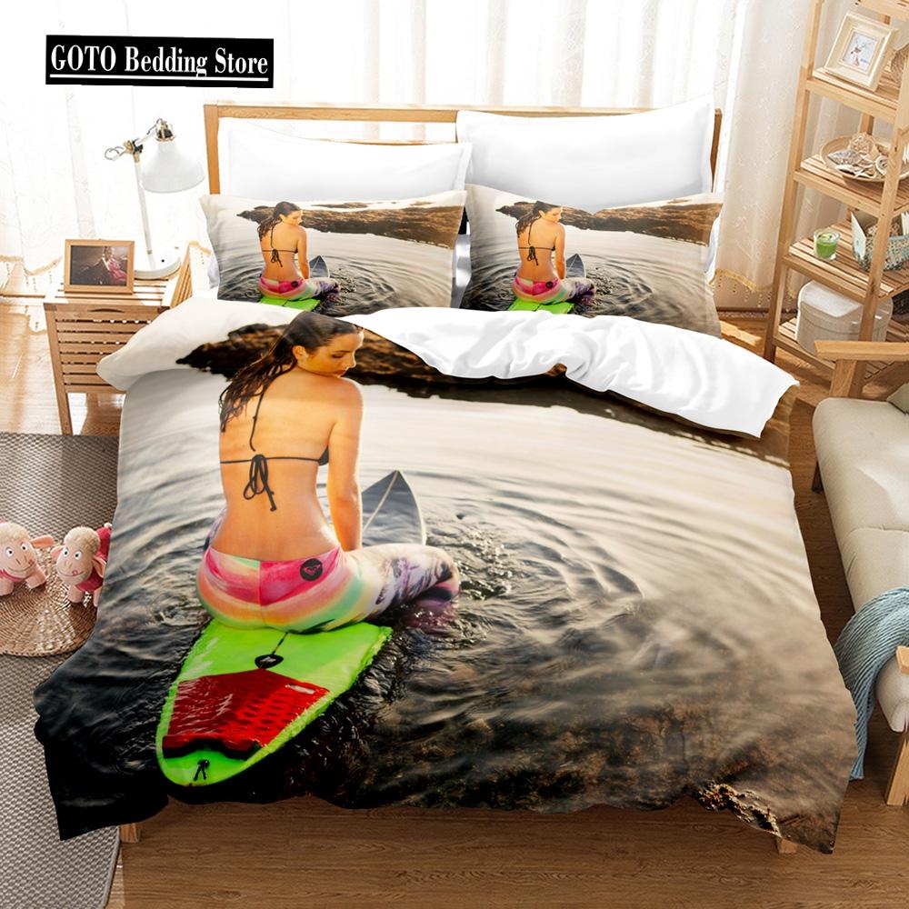 3D Print River Stream Bikini Beauty Bedding Set for Women ,boys Men Super Comfortable Microfiber Fabric Duvet Cover+Pillow Cases