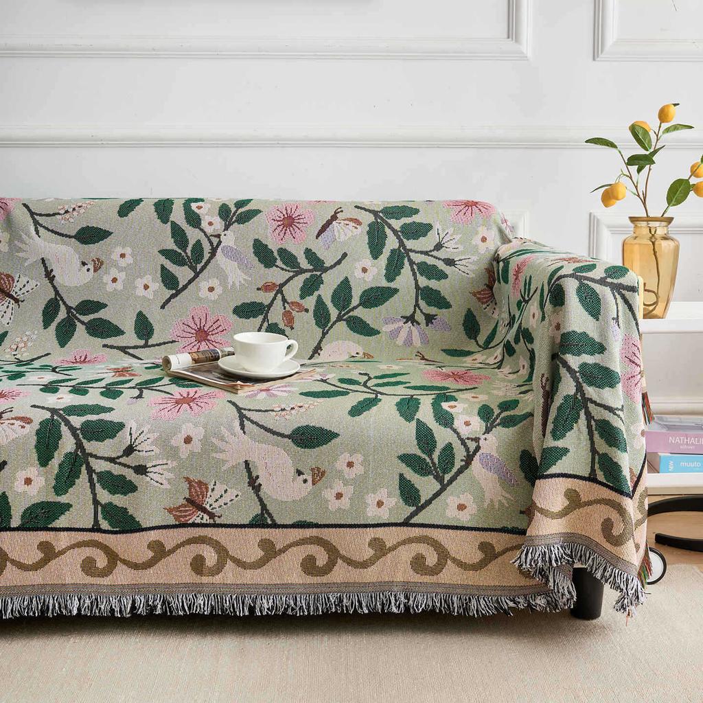 American Retro Ethnic Style Linen Sofa Cover Throw Dust Protector Blanket