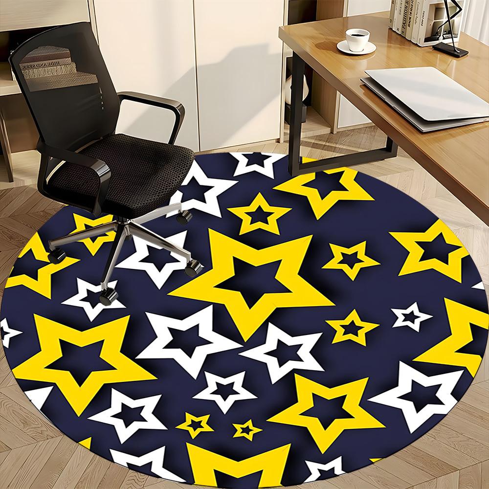 1pc Stars Night Office Round Area Rug, Indoor Mat Suitable For Office, Under Office Chairs Bedroom Living Room Home Decor, Room Deco