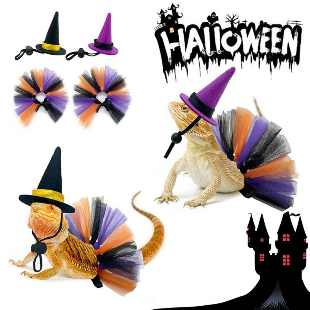 Soft Lizard Witch Costume Set Comfortable Mini Hamster Witch Hats Costume Outfits