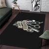 Flannel Printed Barber Shop Rug Black White Design Barbershop Theme Decor Soft Floor Mat For Salon Stylist Home Office And Man