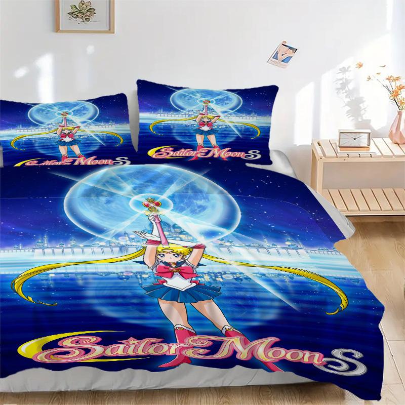 

Sailor Moon S Poster Bedding Set - 3 Piece Comforter Cover Gift for Bedroom,Includes No InsertB194 135x200cm