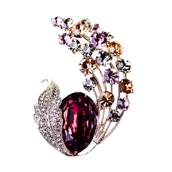 Women Brooch Faux Crystal Decor Anti-slip Wear-resistant Suit Coat Collar Hat Scarf Decoration Clothes Pin Prom Party Garment Jewelry