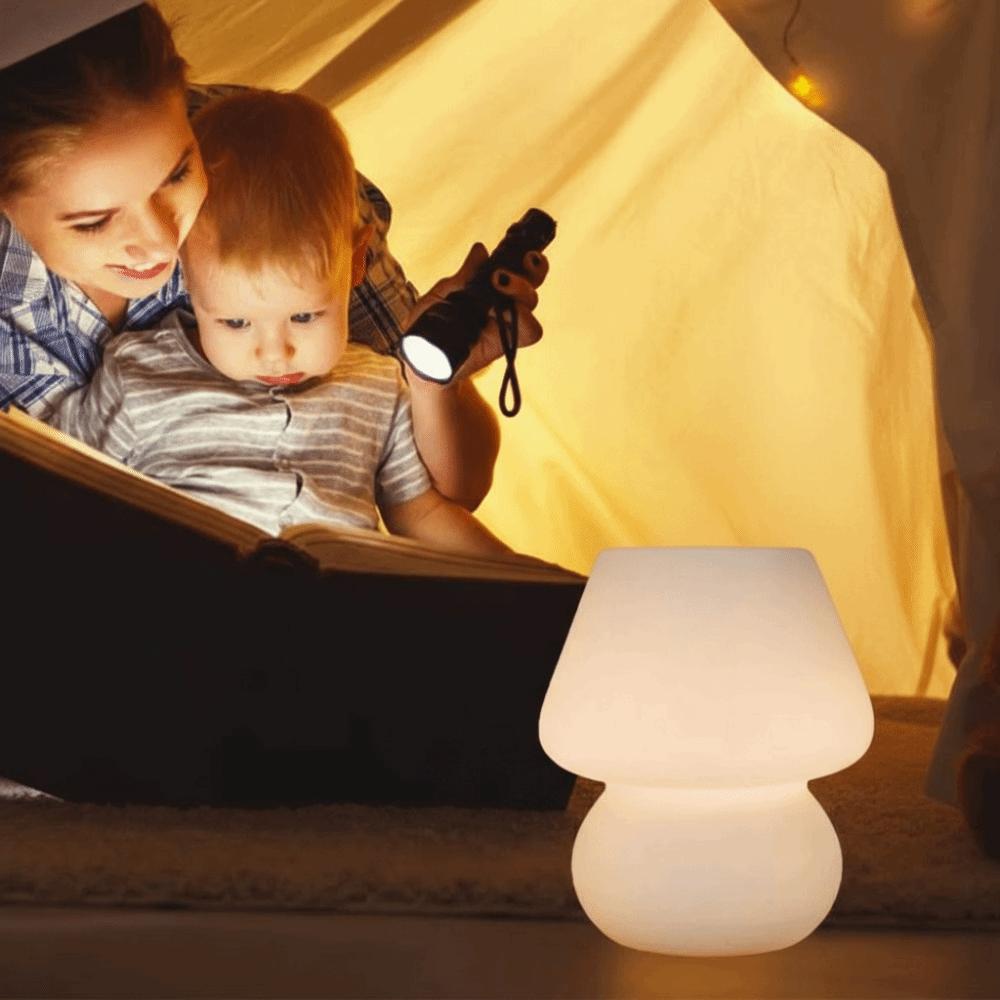 Desk Lamp Ins Style Mushroom LED Lamp Striped Mushroom Bedside Lamp Transparent Glass Night Lamp Nightlight for Baby
