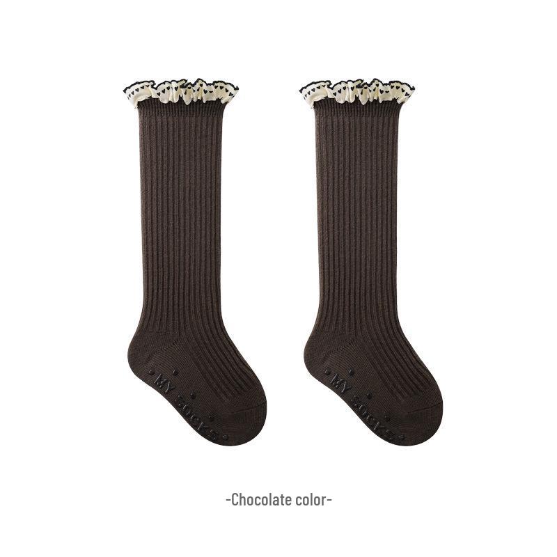 2024 Autumn Girls' Lace Calf Socks - Retro Forest Style Princess Socks