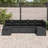 7 Piece Sofa Set with Cushions and Storage Black Poly Rattan