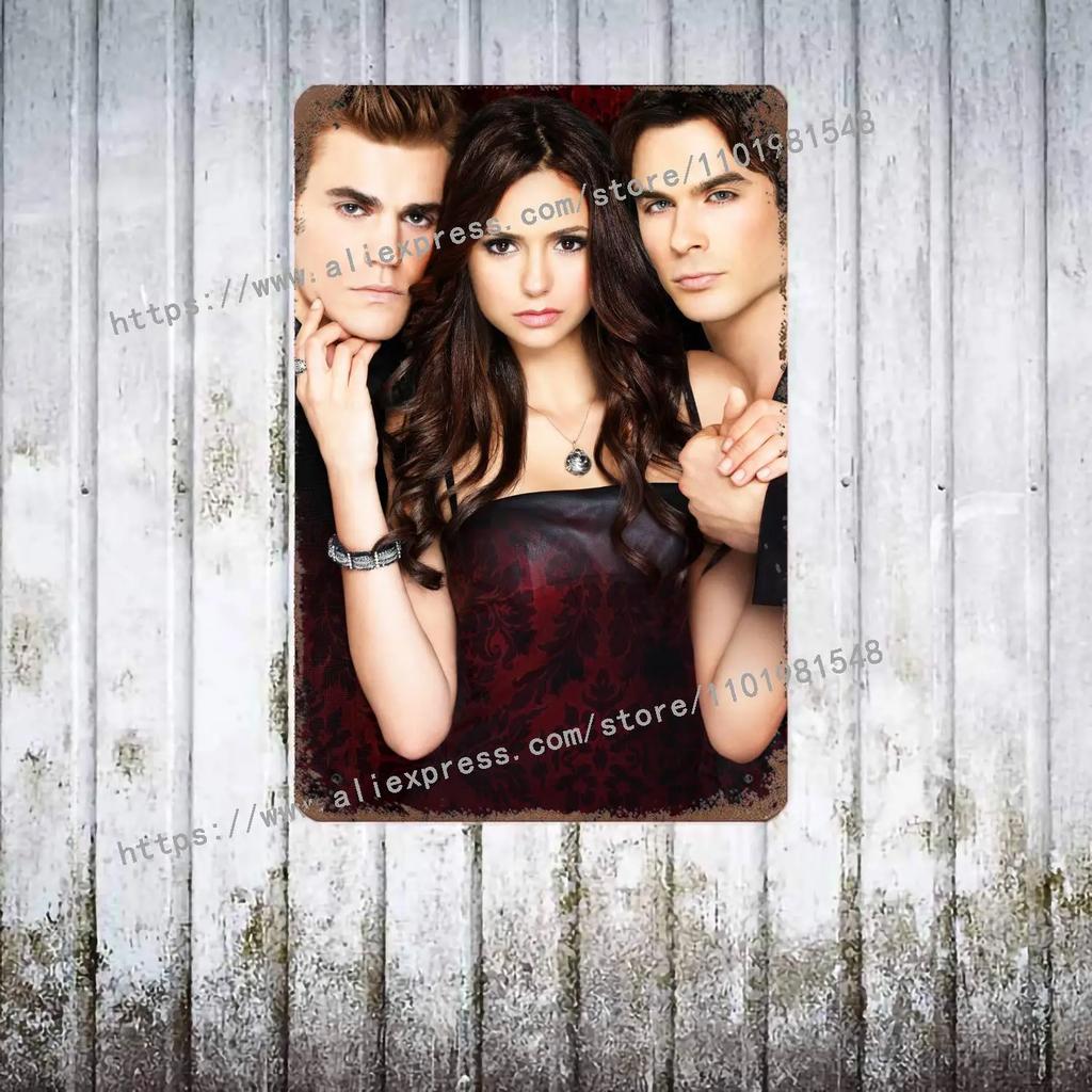 The Vampire Diaries Poster Decorativo in Metallo Segno di Latta Vintage Segno Metallico Placca Decorativa per Pub Bar Man Cave Club Decorazione Murale