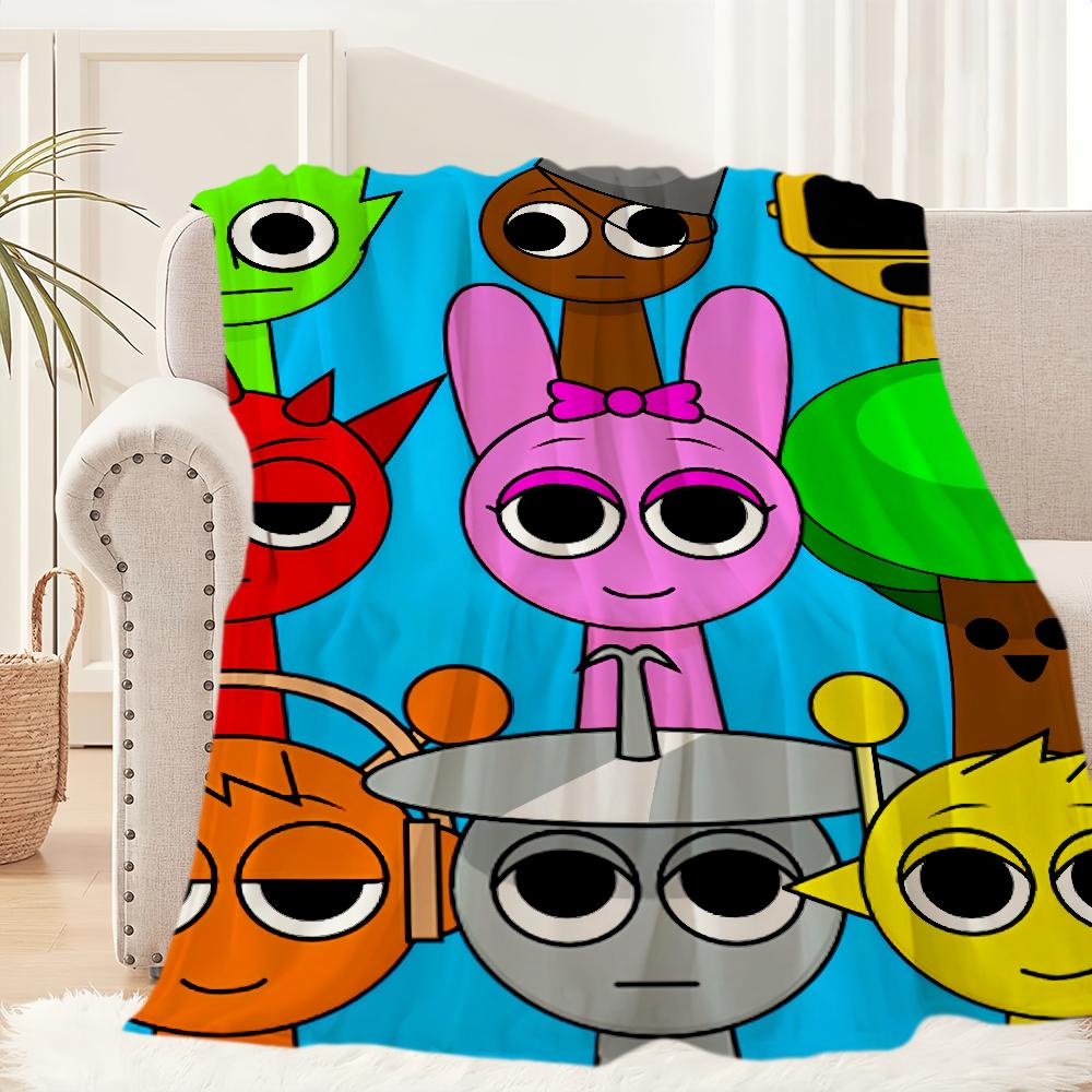 

Мультяшный узор S-Sprunki Плед Incredibox Плюшевый коврик для сна на диван для гостиной, офиса, спальни, подарок на день рождения, для дома, путешествий, детям 30x40in