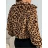 Women S Elegant Casual Short Hooded Zip Sweatshirt Jacket Leopard Print