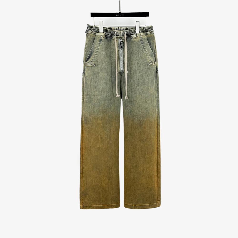 

SUBHUMAN Women s Retro Gradient Yellow Denim Zipper Trousers Small