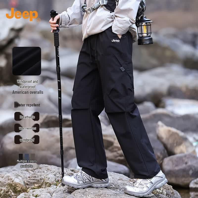 Jeep Men s Outdoor Quick-Dry Straight-Leg Cargo Pants 2XL чёрный
