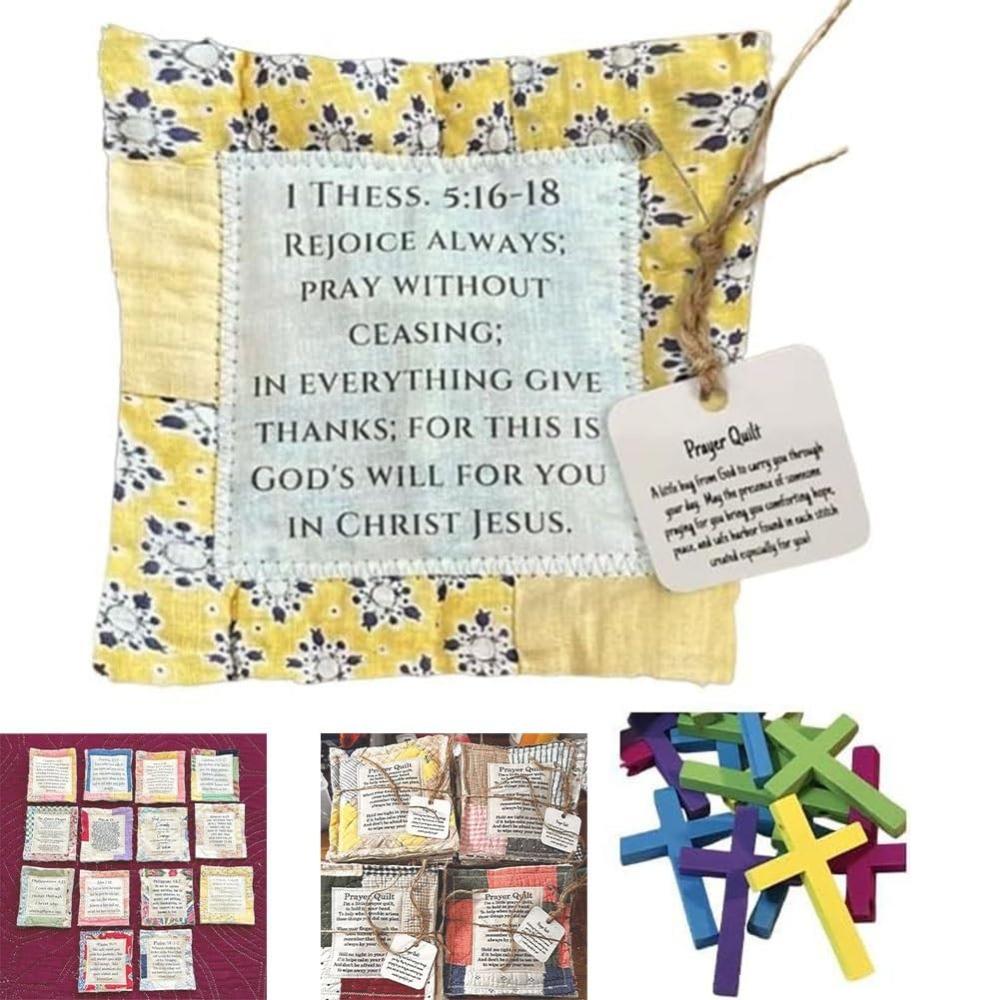 Individually Colorful Quilts Prayer Quilt with Cross Inside Prayer Gifts Handmade Sew Quilt Individually Colorful Pocket