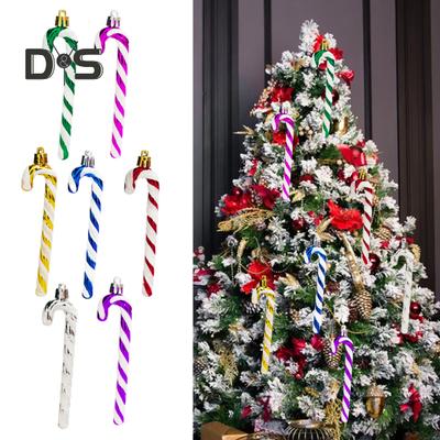 6 pezzi di ciondoli a forma di canna di Natale per albero, finestra, colore a contrasto con cordino per appendere, capodanno, festa, hotel, ufficio, decorazione per la casa, regalo di festa