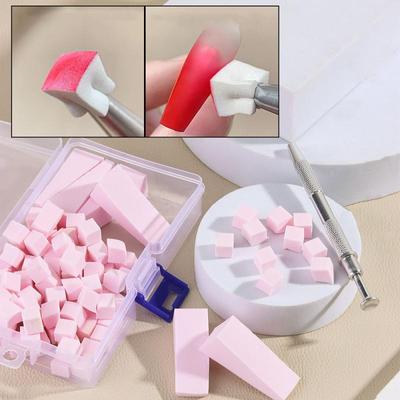 1 krabička mäkkých nechtových špongií na ombre práškový prechodový efekt, make-upové penové špongie na nail art, štetec s úchopovým perom, manikúrne nástroje
