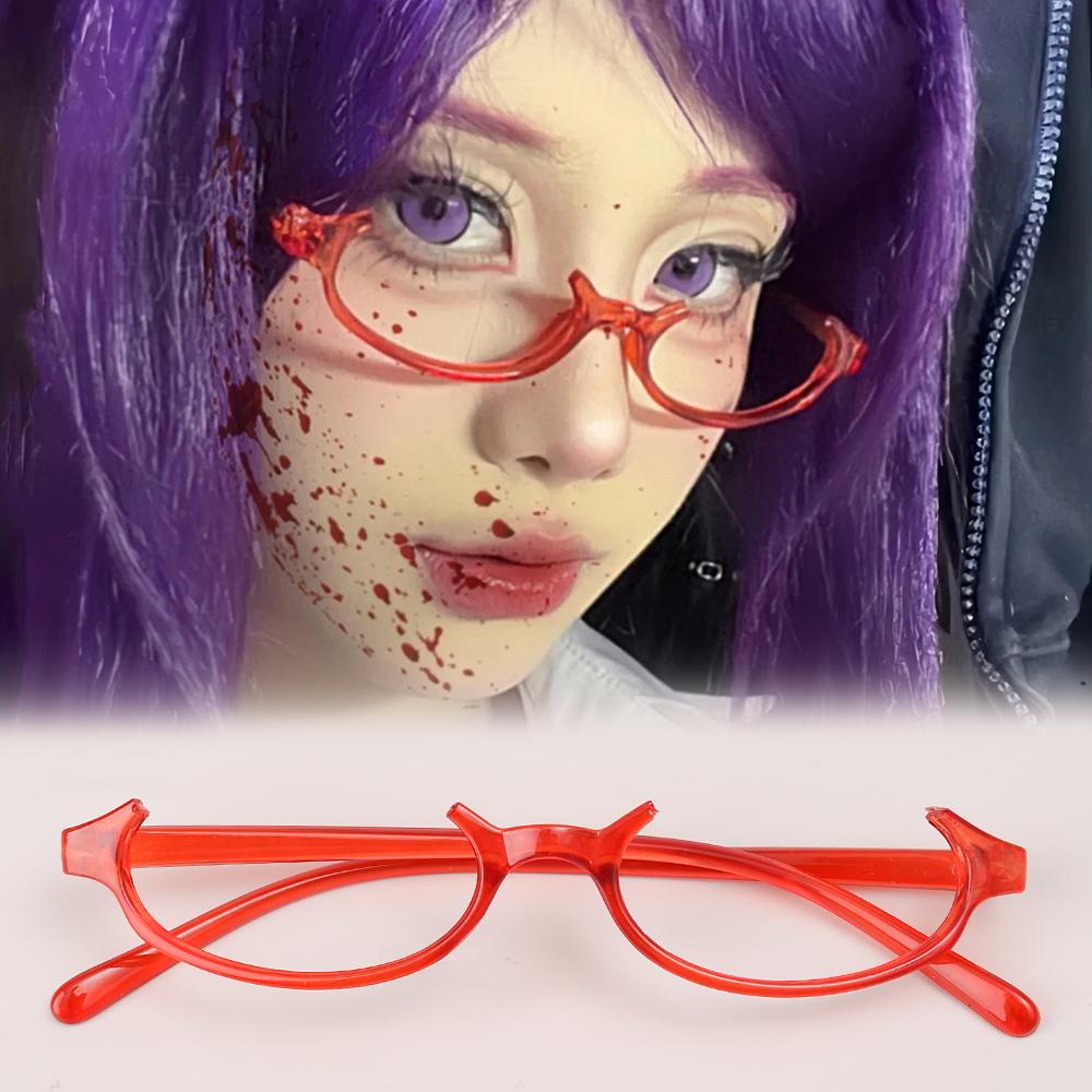 Kawaii Fashion Half Square Eyeglass Without Lenses Japanese Anime Y2K Teardrop Cosplay Costume Props Cute Glasses Retro Eyewear