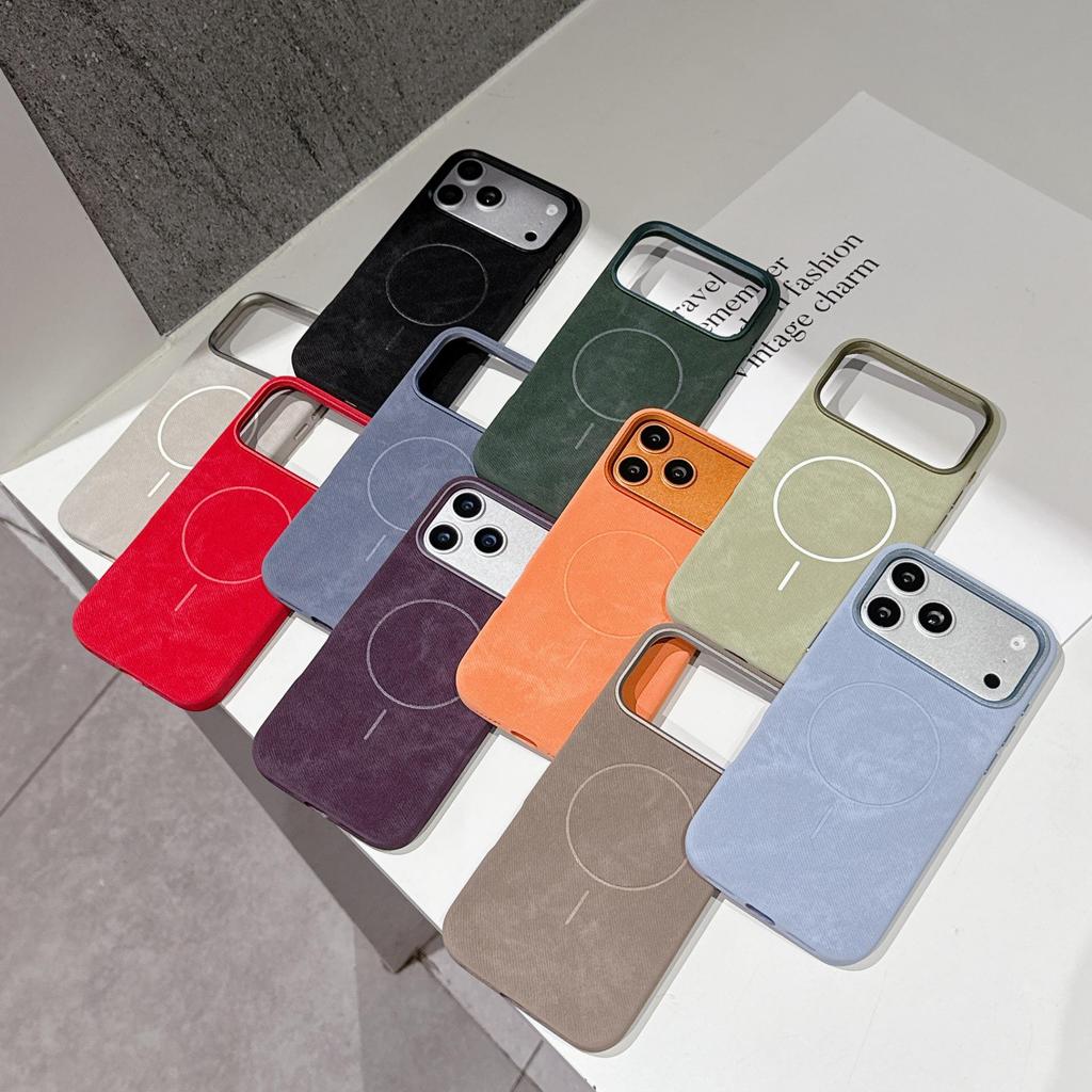 Magnetic Suction Flannel Skin Feel Case, Drop-Proof Hard Shell for iPhone 17 Pro Max and iPhone 16.