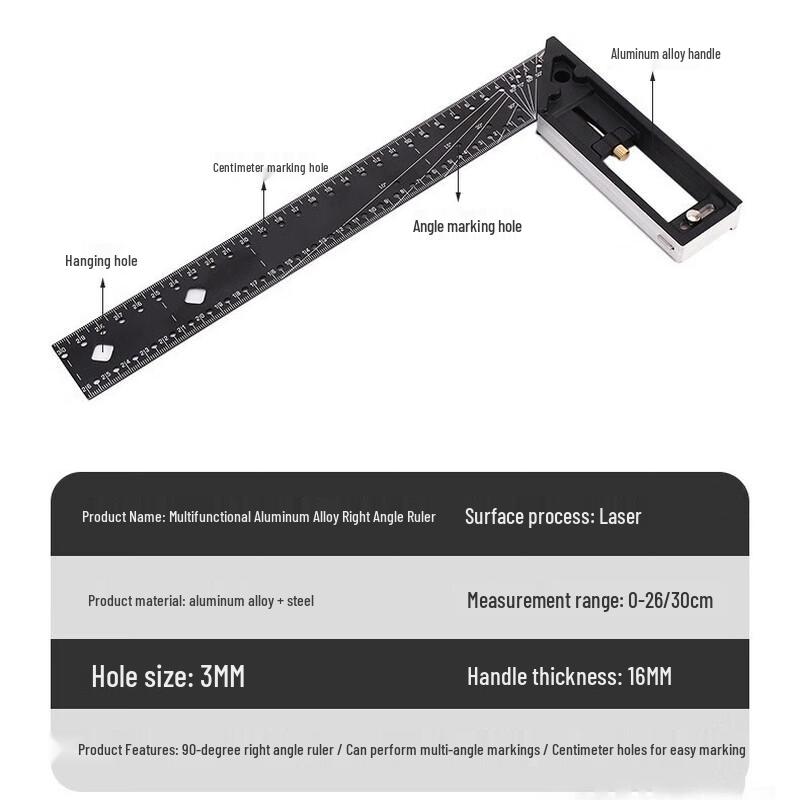 SMVP Aluminum Alloy Combination Square Ruler CN plug (adapter included)