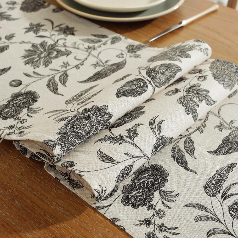 French Country Blue Floral Table Runner Vintage Stripe Print Runner Dining Table Kitchen Decor Dustproof Easy To Clean Rectangular Table Flag