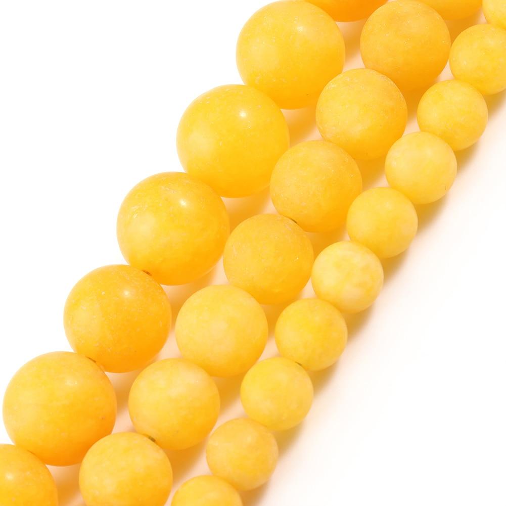 6mm 8mm 10mm żółte cytrynowe jadeitowe matowe koraliki z kamienia naturalnego okrągłe luźne koraliki dystansowe do tworzenia biżuterii bransoletka DIY